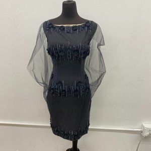 Sleeveless cocktail dress With Embroidered Tulle